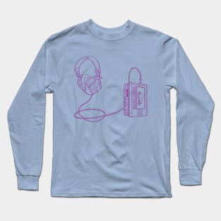 Portable Tape Player (Violet Lines) Analog / Music Long Sleeve T-Shirt